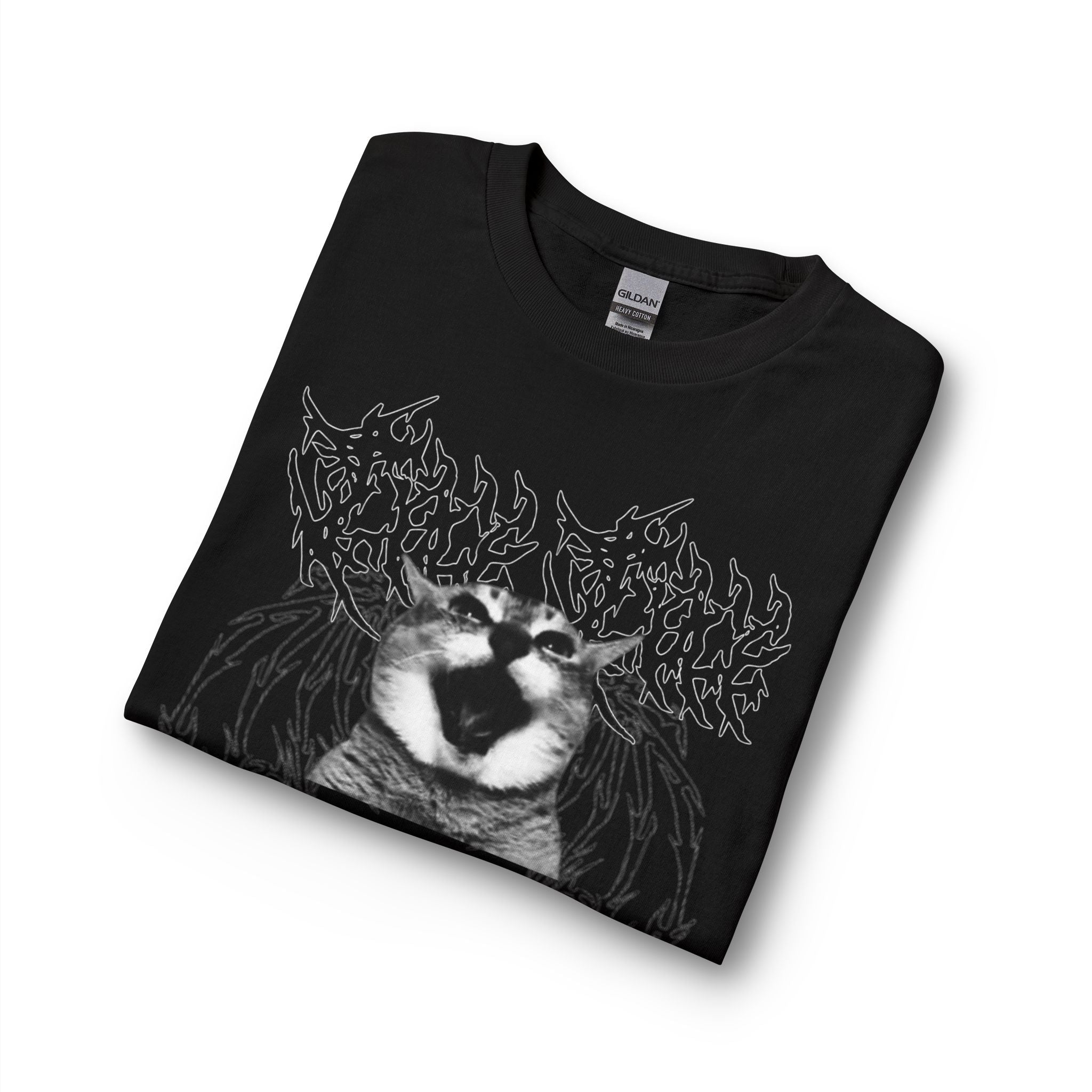 Screaming Cat Long Sleeve Tee — Gothic Grunge Cat Graphic Shirt